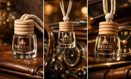 Meyzal luxury hanging car diffuser displayed in a vehicle cabin