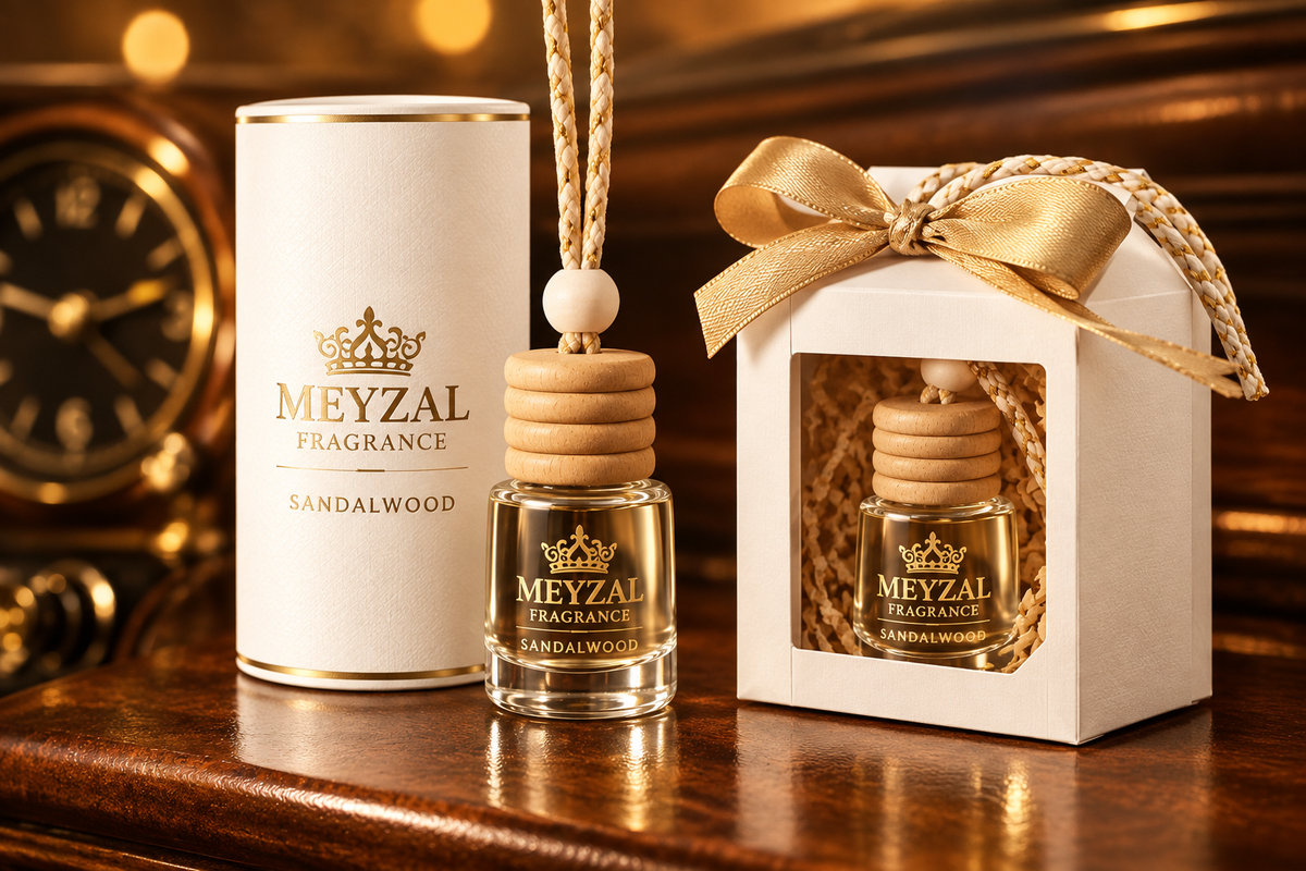 Sandalwood diffuser with matching white packaging